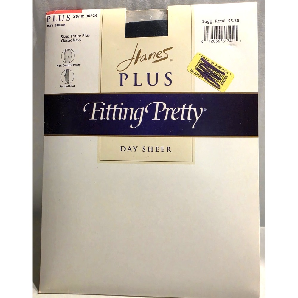 Hanes Plus Fitting Pretty Day Sheer Three Plus 3+ Navy
